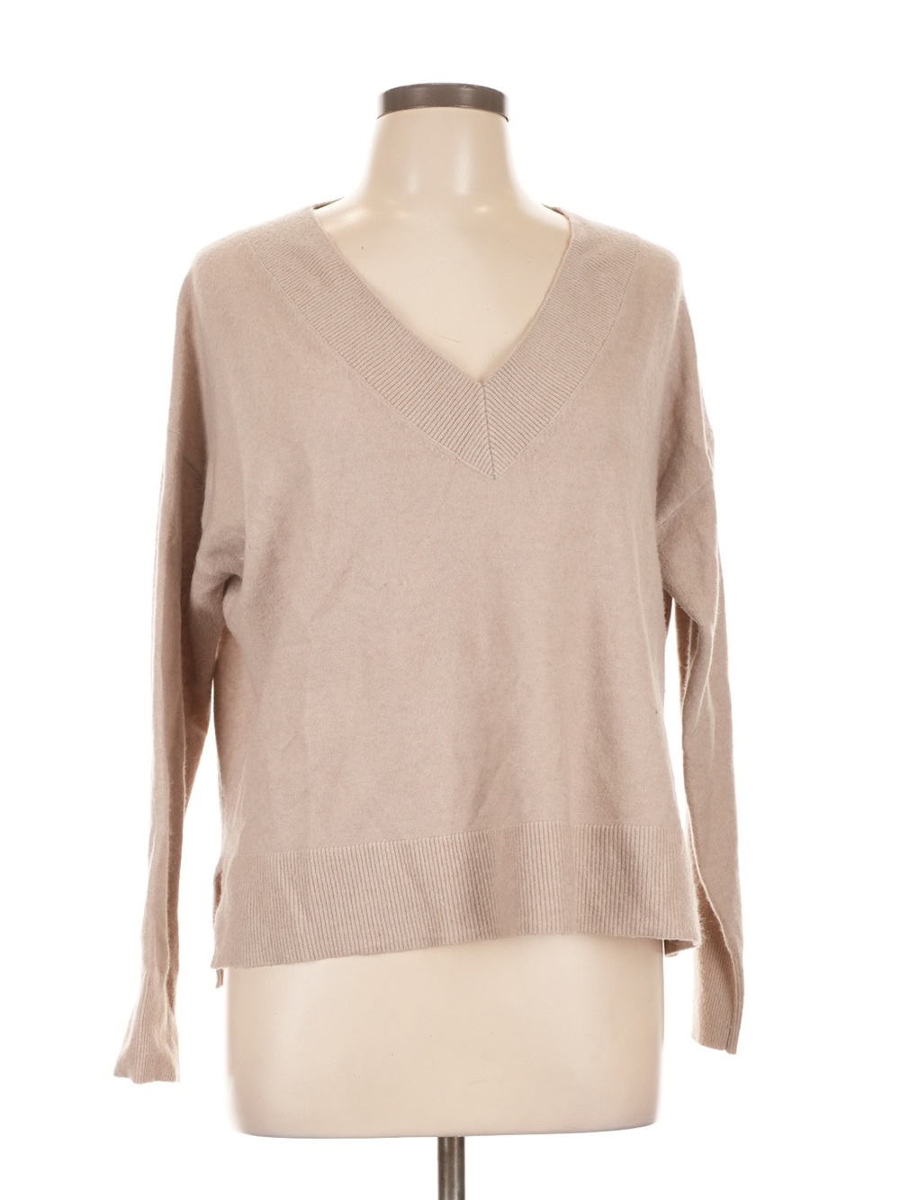 ANN TAYLOR V-Neck Sweater Light Taupe Large